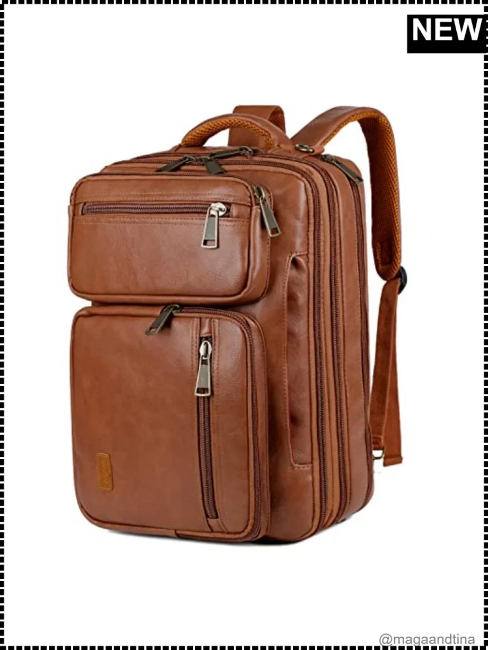 Vegan Leather Laptop Backpack Briefcase Hybrid 15.6 Inch Travel Hiking College